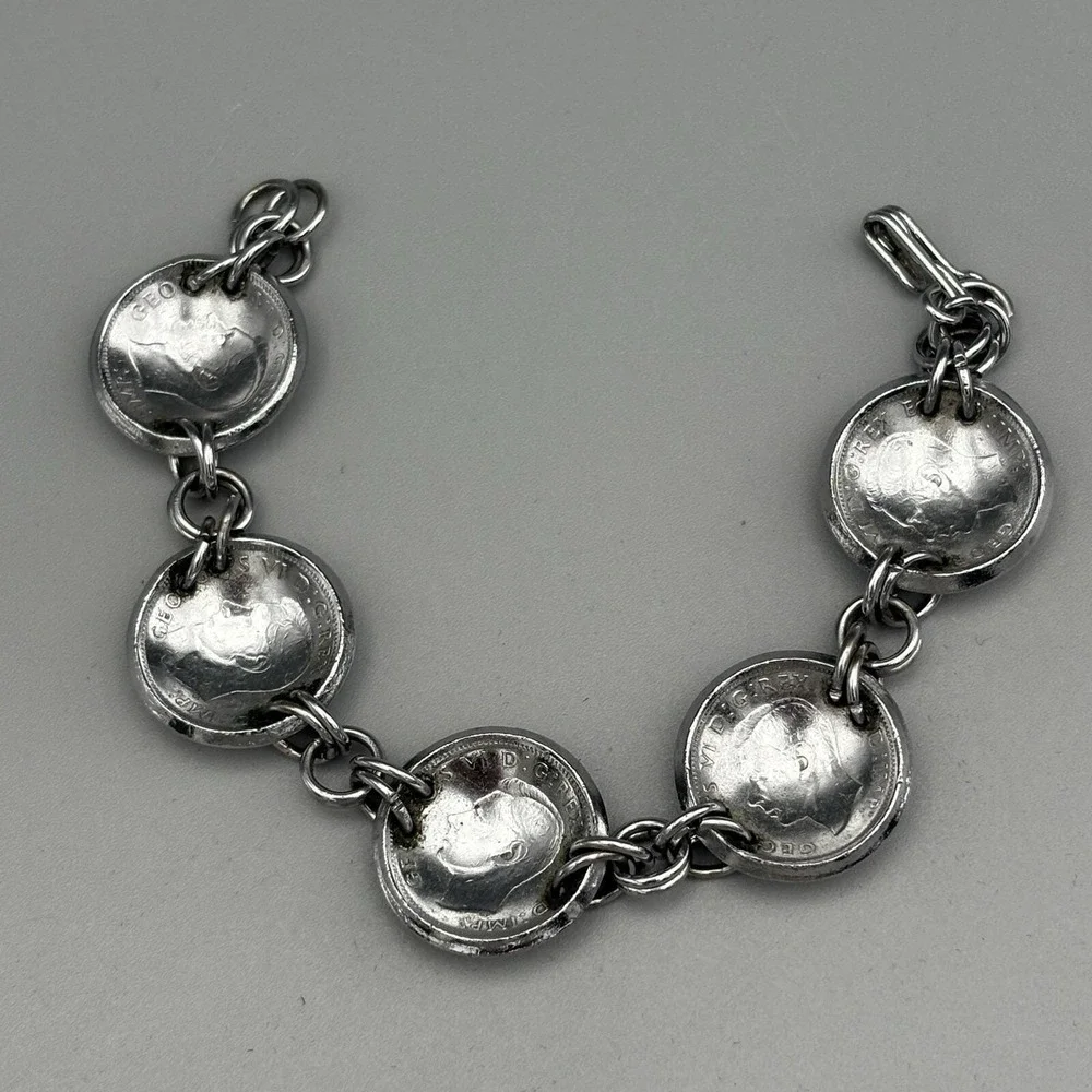 Silver Plated Canadian One Cent Domed Bracelet 6.25